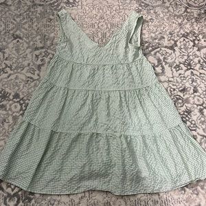 SHEIN green and white checkered sun dress